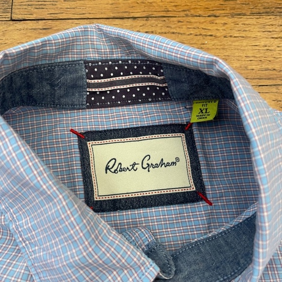 Robert Graham Men's Blue Checkered Shirt - Picture 5 of 9